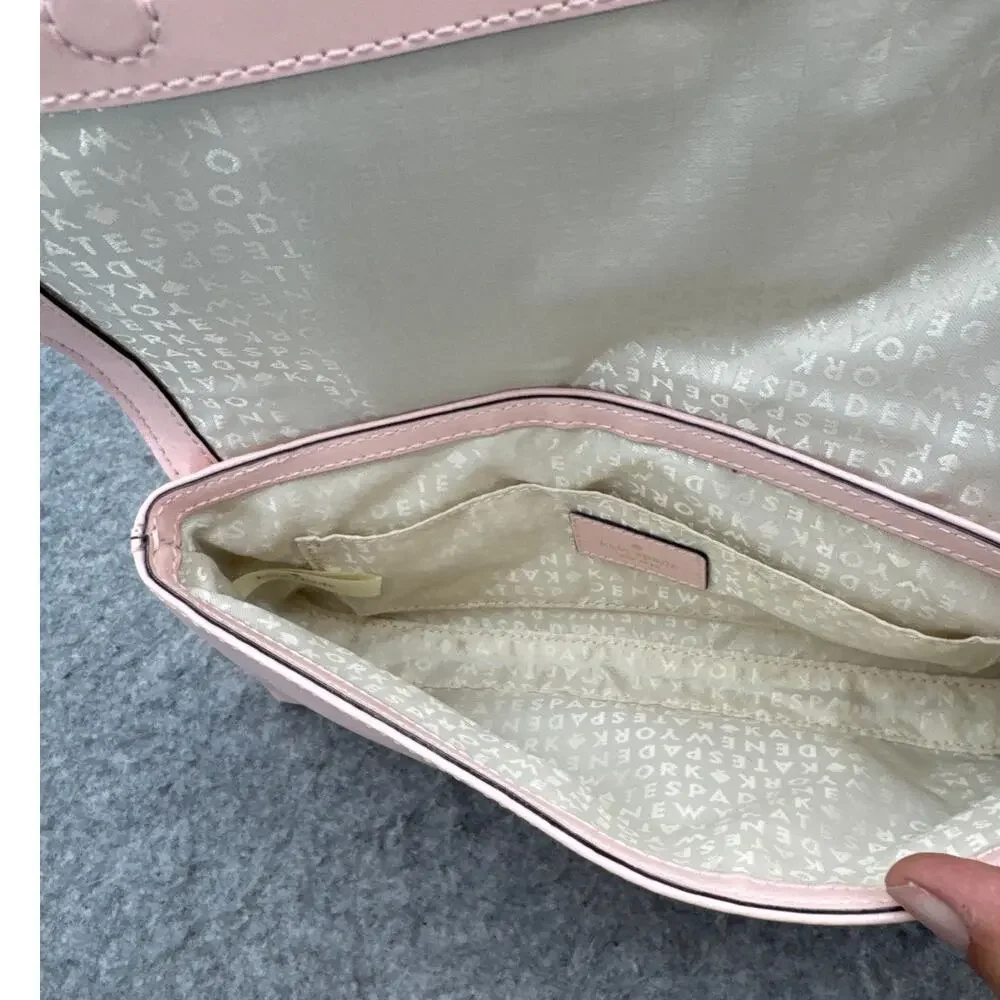Kate Spade Light Pink Leather Bow Clutch Purse